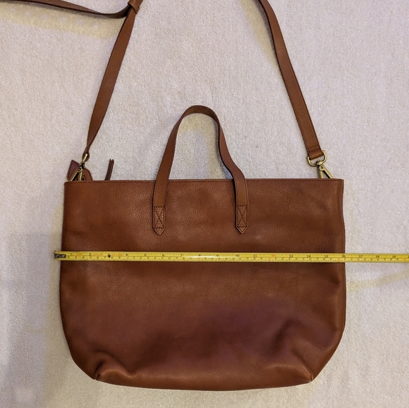 Madewell Large Leather Zip Top Transport Crossbody Purse Satchel Light Brown - Picture 11 of 15